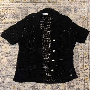 Zara Black Crocheted Knit Cardigan